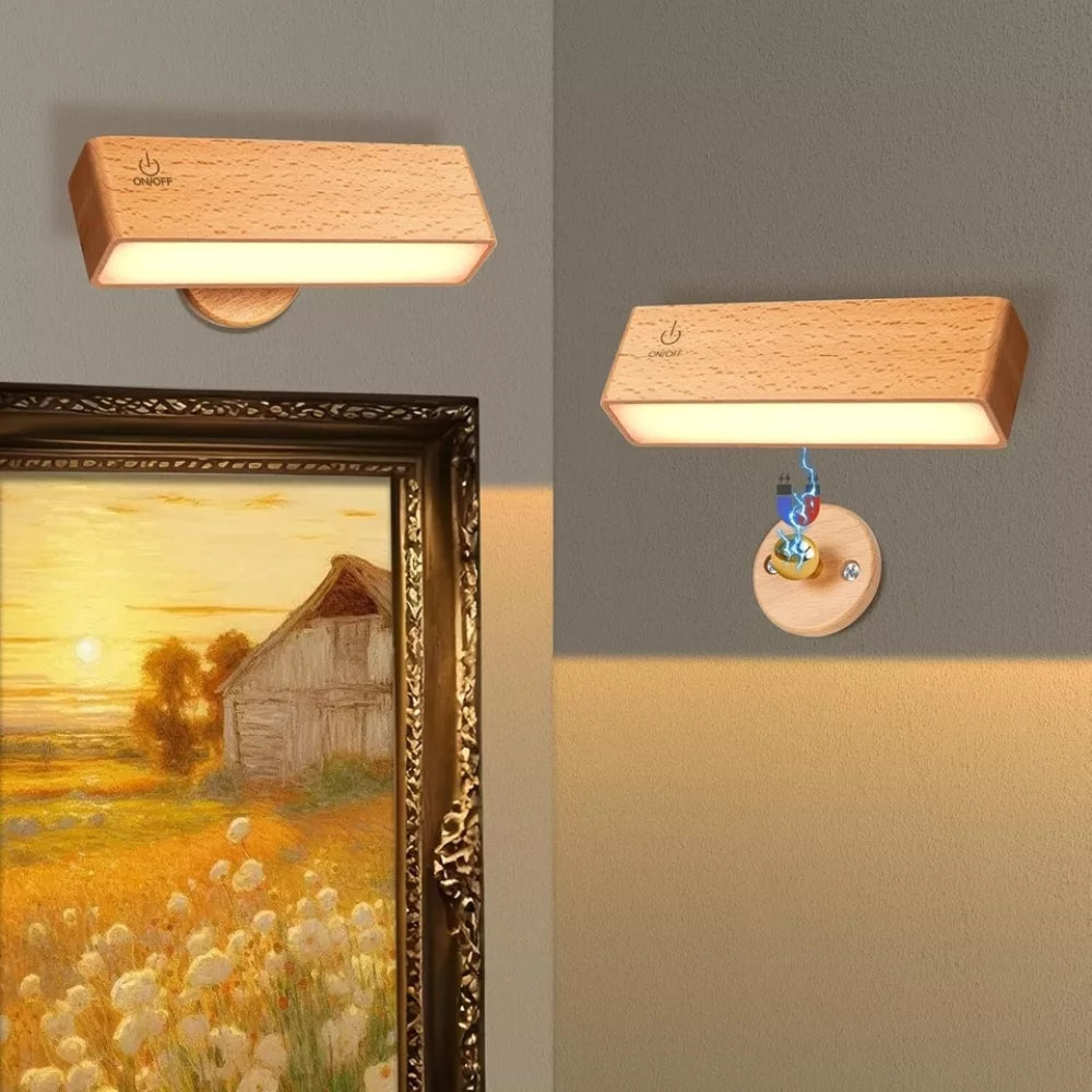 Nordic Wood Wall Lamp With 360 Rotate Dimmable Wall Sconce - wall lamp - #tag2#