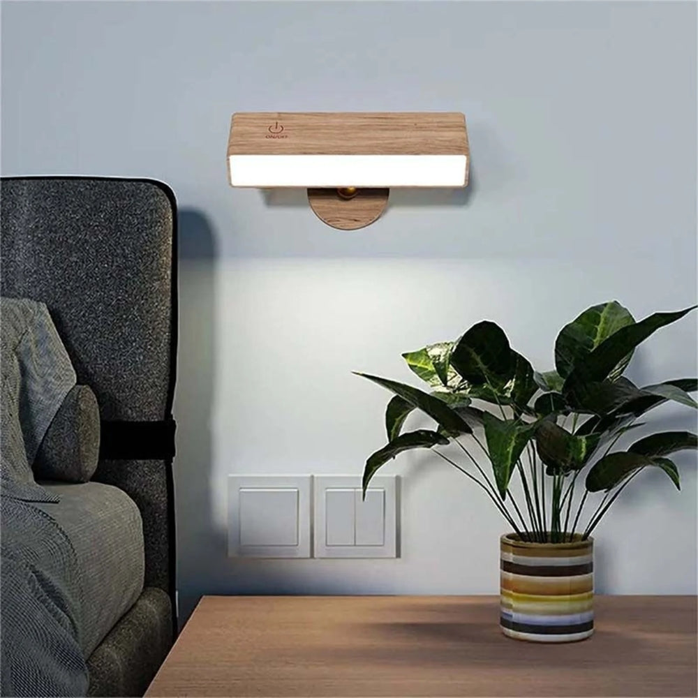 Nordic Wood Wall Lamp With 360 Rotate Dimmable Wall Sconce -  - #tag2#