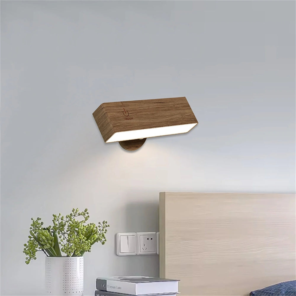 Nordic Wood Wall Lamp With 360 Rotate Dimmable Wall Sconce -  - #tag2#