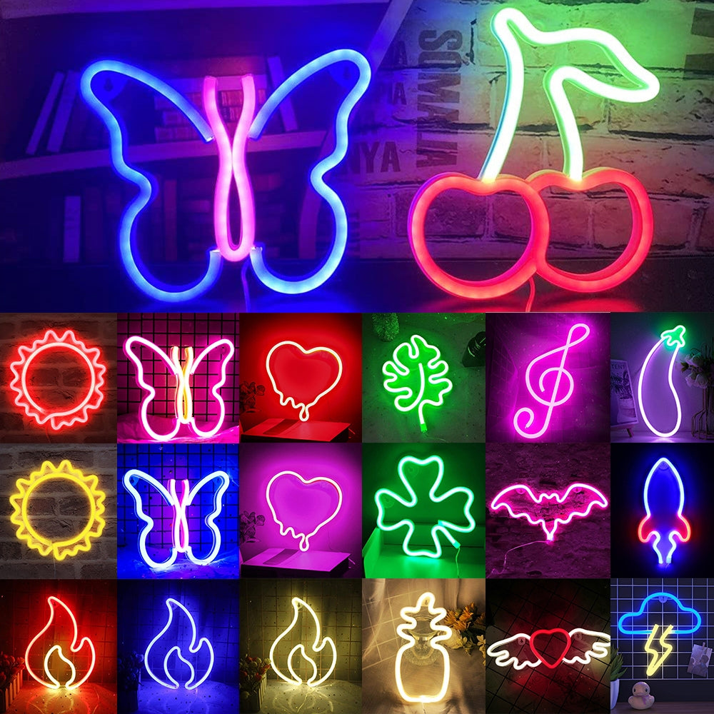 USB Battery LED Neon Lights Sign for Wall Art Decoration Hanging Neon Sign - lighting effect - #tag2#