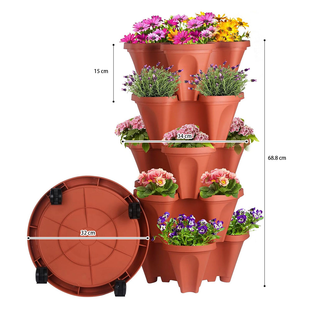 GREENHAVEN 5-Tier Stackable Planter, Indoor and Outdoor Gardening Planter with Removable Wheels and Tools -  - #tag2#