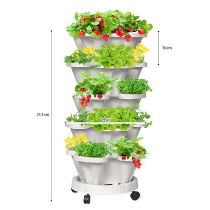 GREENHAVEN 5-Tier Stackable Planter, Indoor and Outdoor Gardening Planter with Removable Wheels and Tools -  - #tag2#