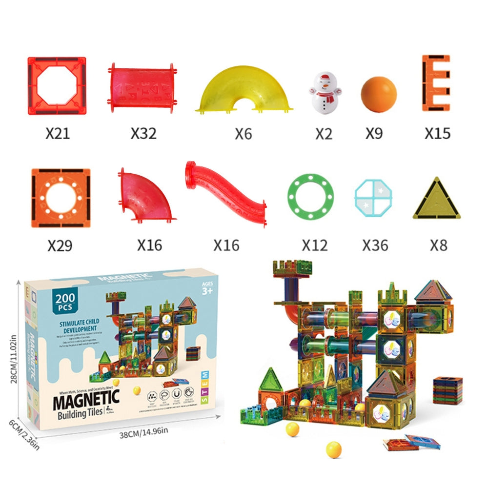 Light Magnetic Tiles Building Blocks for Kids 3D Clear Educational Building Toys -  - #tag2#