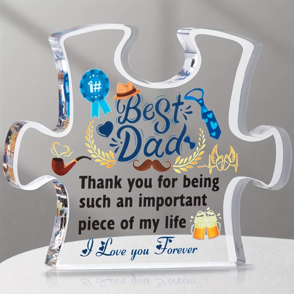 Best Dad Acrylic Puzzle Decoration Gifts for Dad Plaque Stand Home Decoration -  - #tag2#