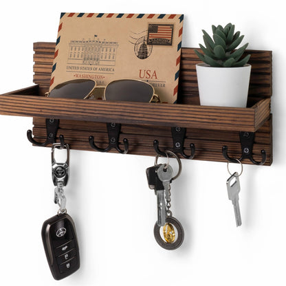 Wooden Key Holder for Entryway Decoration Wall Mounted Mail Organizer and Key Hanger -  - #tag2#