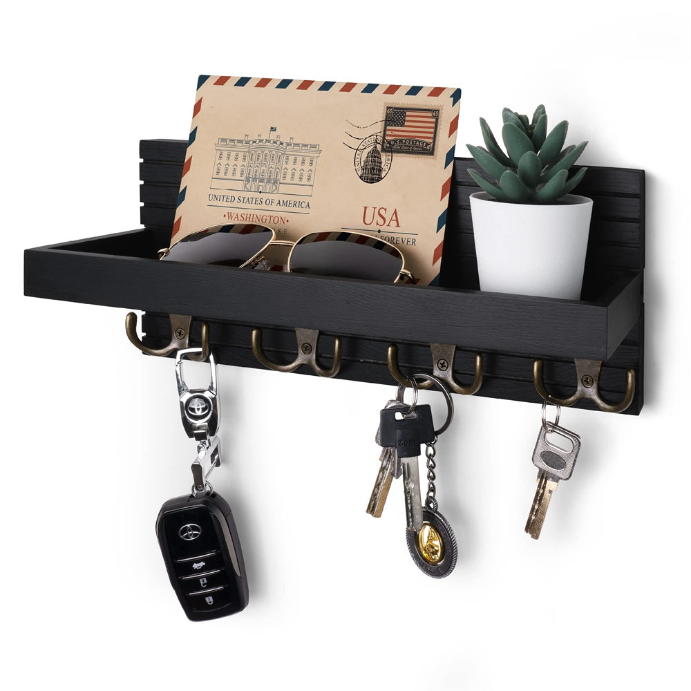 Wooden Key Holder for Entryway Decoration Wall Mounted Mail Organizer and Key Hanger -  - #tag2#