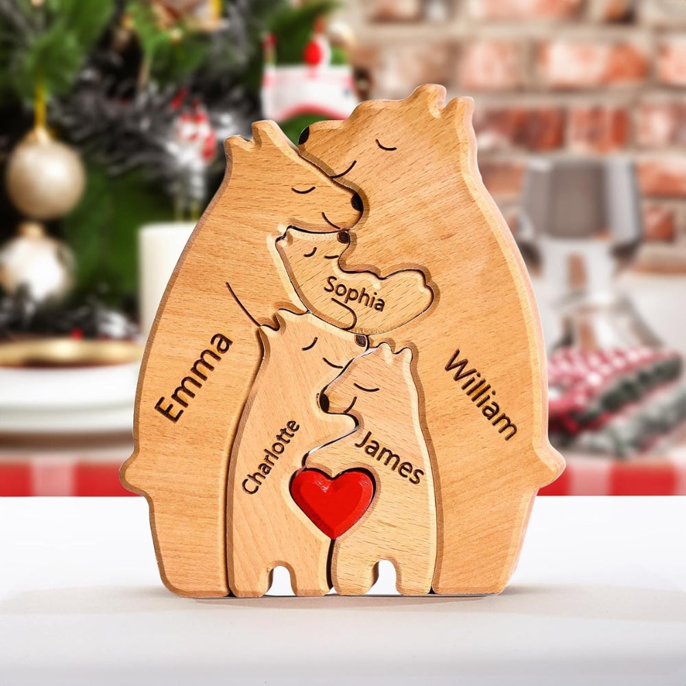 Personalized  Art Wooden Bear Family Puzzle Home Decoration - puzzle - #tag2#