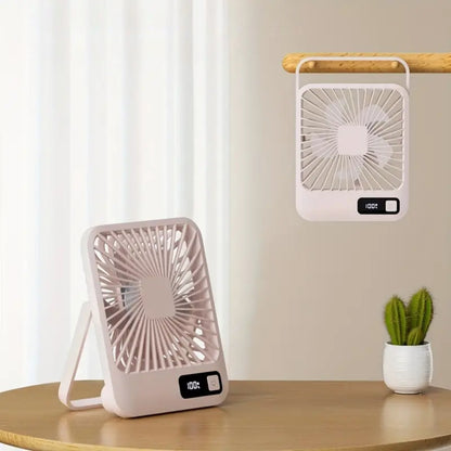 USB Rechargeable Desk Fan with 5 Speeds and Power Display - portable fan - #tag2#