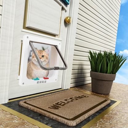 Cat Flap Door Lockable Low Noise Interior Exterior Kitten Door_0