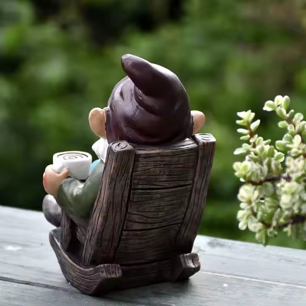 1pc Gnome Dwarf Rocking Chair Ornament Resin Outdoor Garden Decoration_5