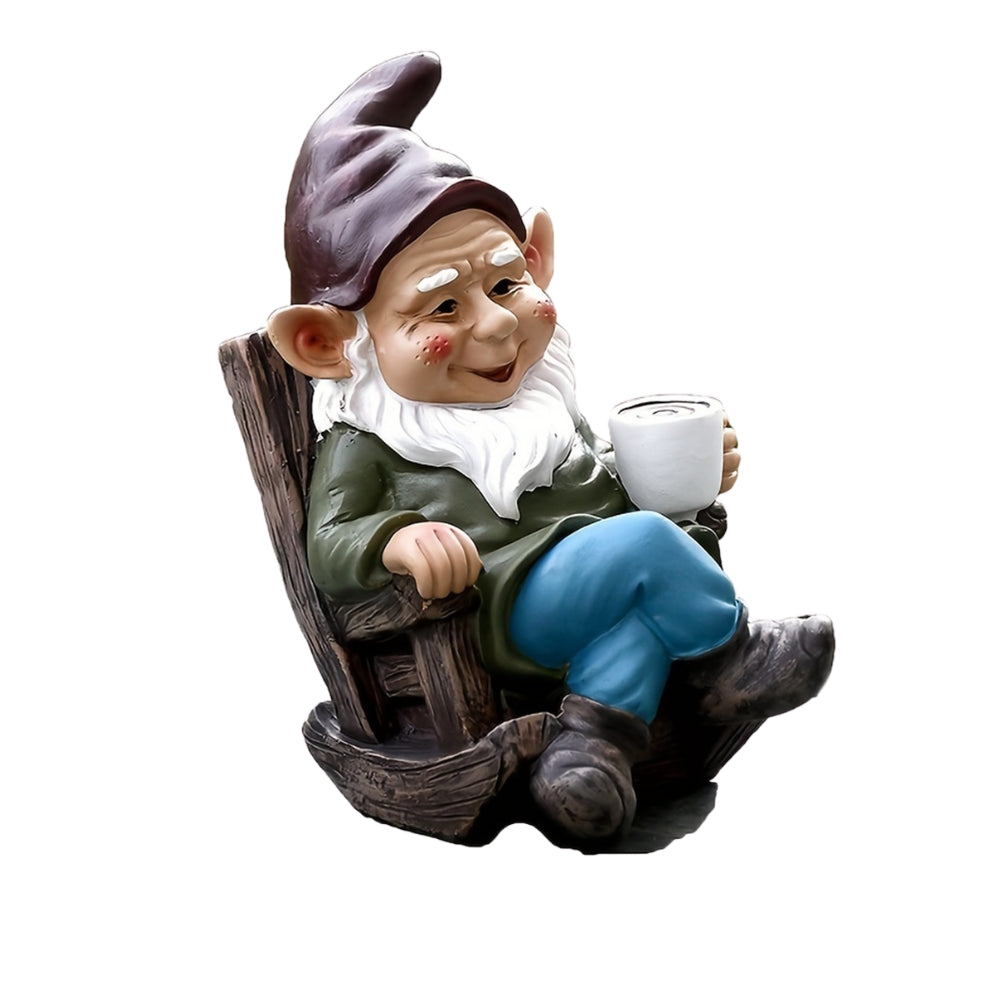 1pc Gnome Dwarf Rocking Chair Ornament Resin Outdoor Garden Decoration_6