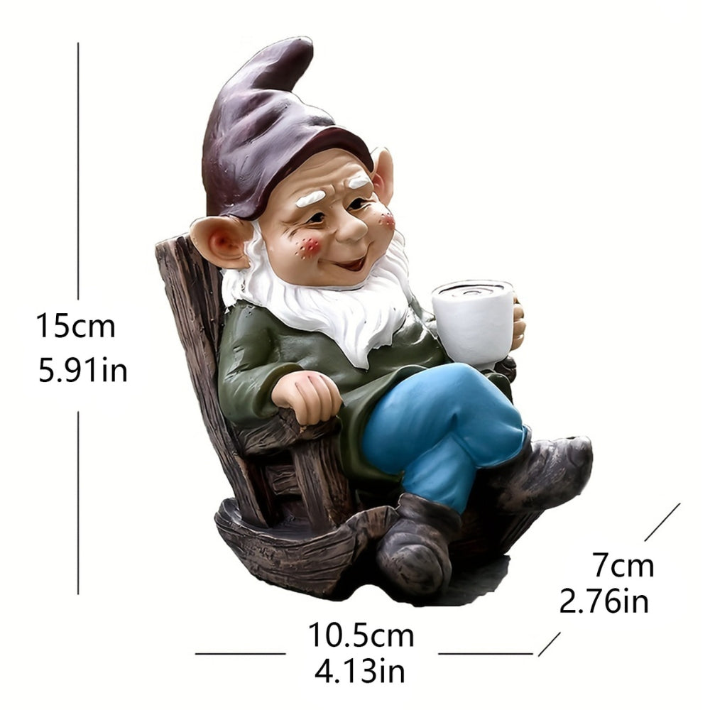 1pc Gnome Dwarf Rocking Chair Ornament Resin Outdoor Garden Decoration_7