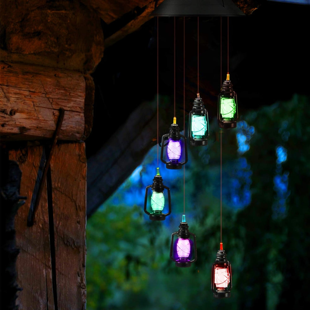 Solar Wind Chime Kerosene Lamp Retro Solar Courtyard Lamp_1