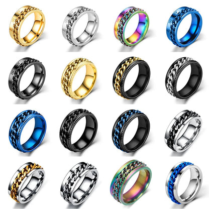 Titanium Steel Rotatable Chain Couple Ring - ring - #tag2#