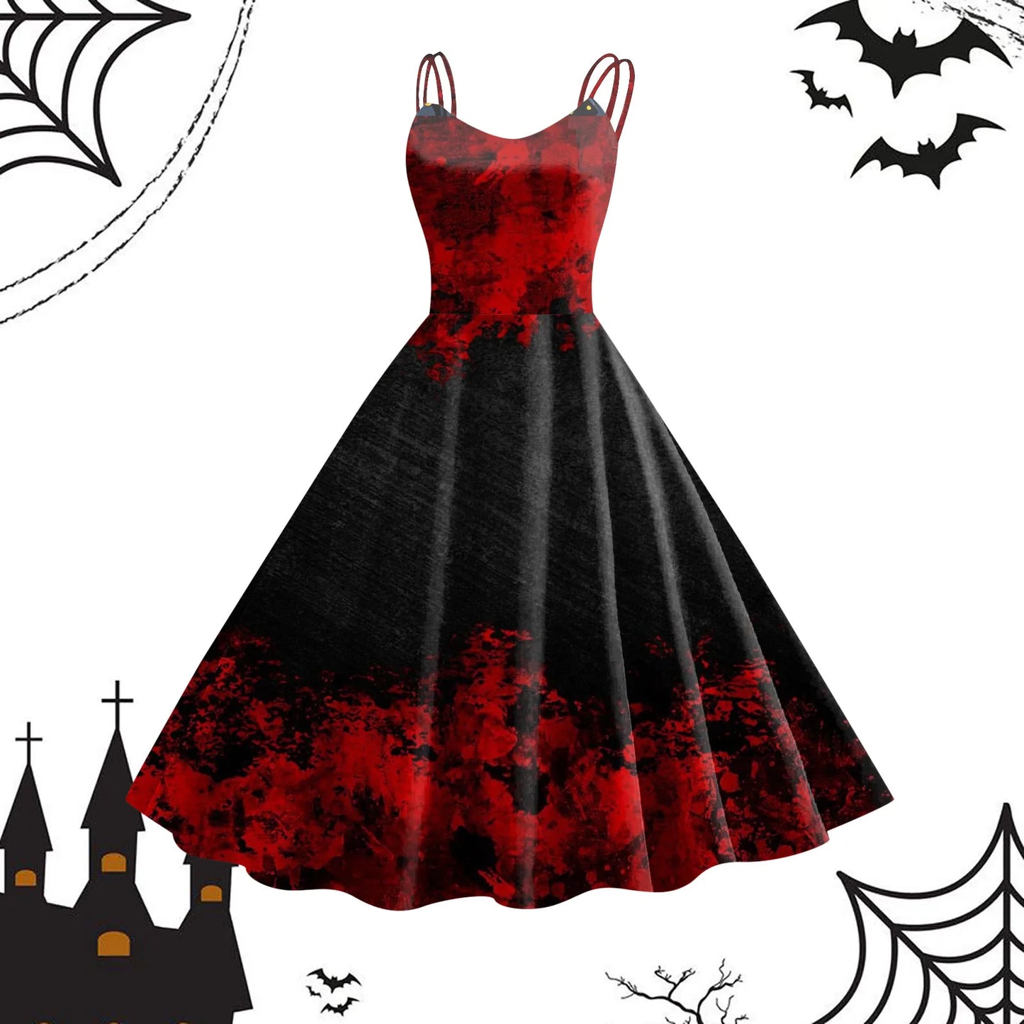 Vintage Sleeveless Gothic Swing Dress - Cosplay