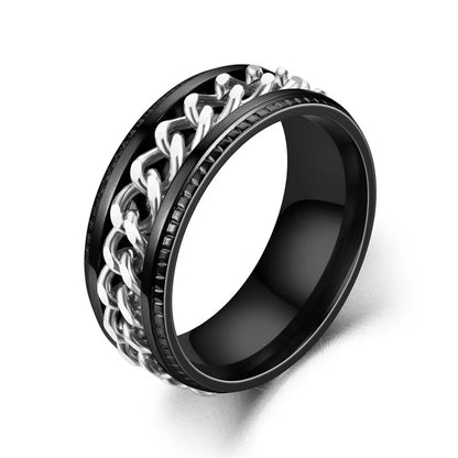 Titanium Steel Rotatable Chain Couple Ring -  - #tag2#