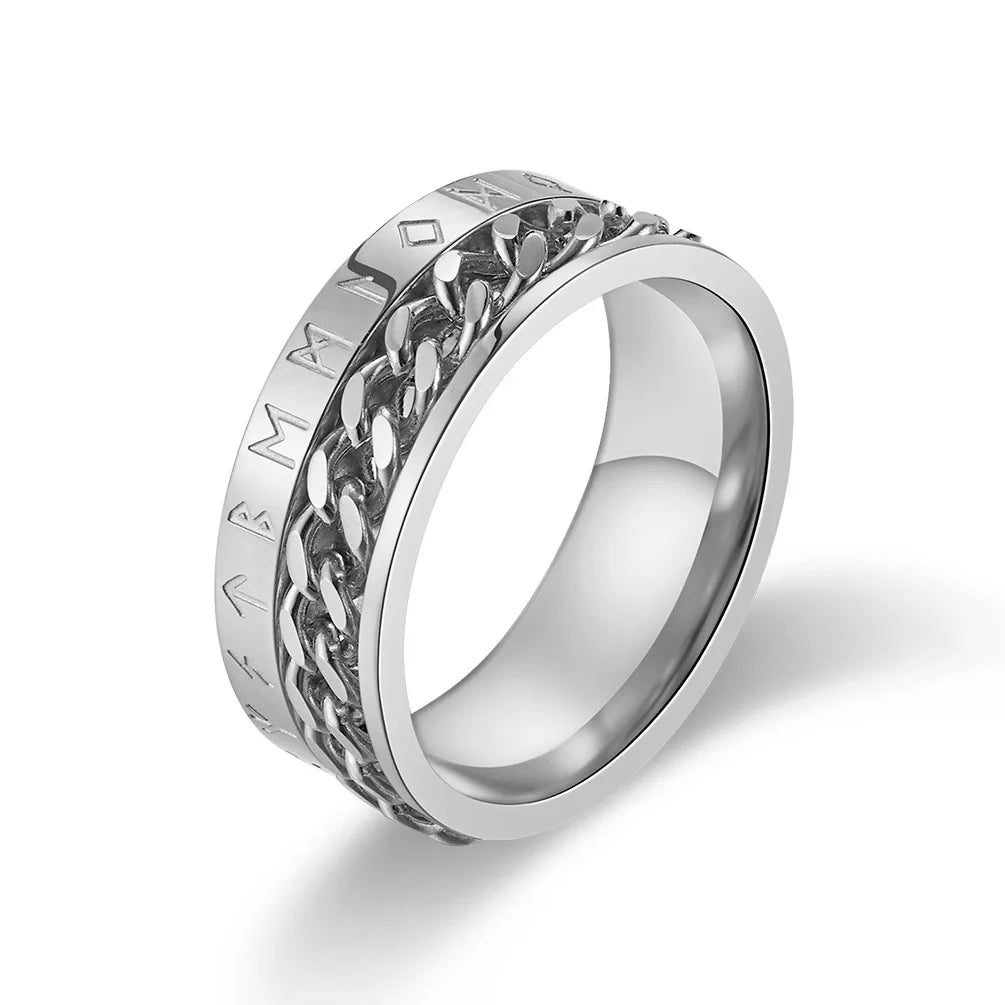 Roman Numerals Stainless Steel Chain Ring -  - #tag2#