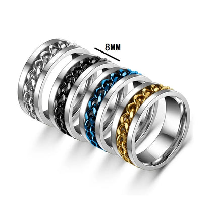 Titanium Steel Rotatable Chain Couple Ring -  - #tag2#