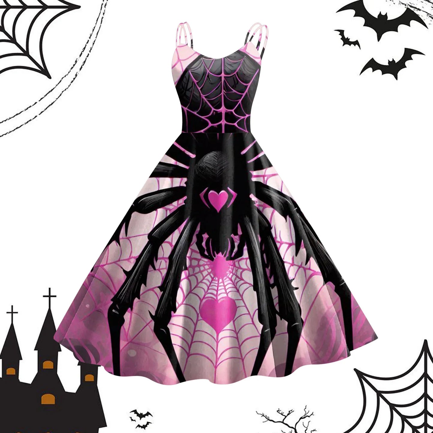 Vintage Sleeveless Gothic Swing Dress - Cosplay