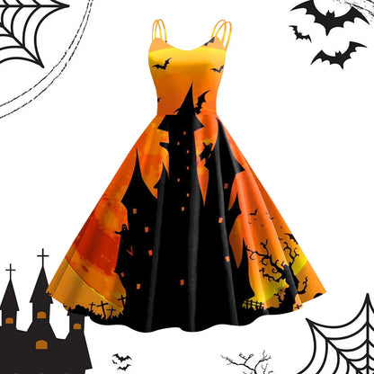 Vintage Sleeveless Gothic Swing Dress - Cosplay