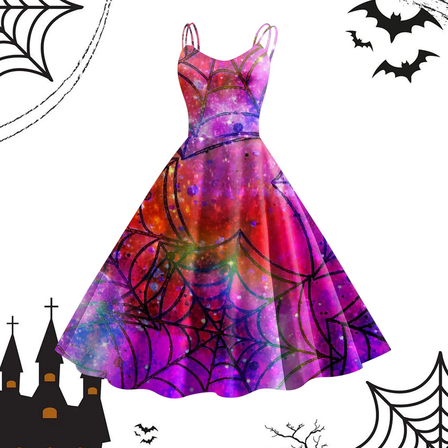 Vintage Sleeveless Gothic Swing Dress - Cosplay