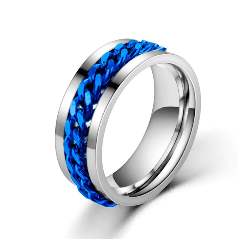 Titanium Steel Rotatable Chain Couple Ring -  - #tag2#