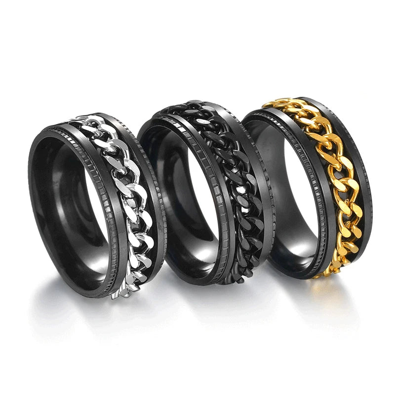 Titanium Steel Rotatable Chain Couple Ring -  - #tag2#