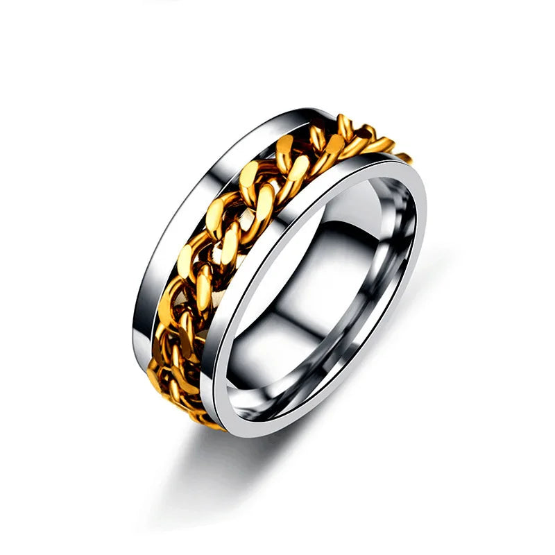 Titanium Steel Rotatable Chain Couple Ring -  - #tag2#