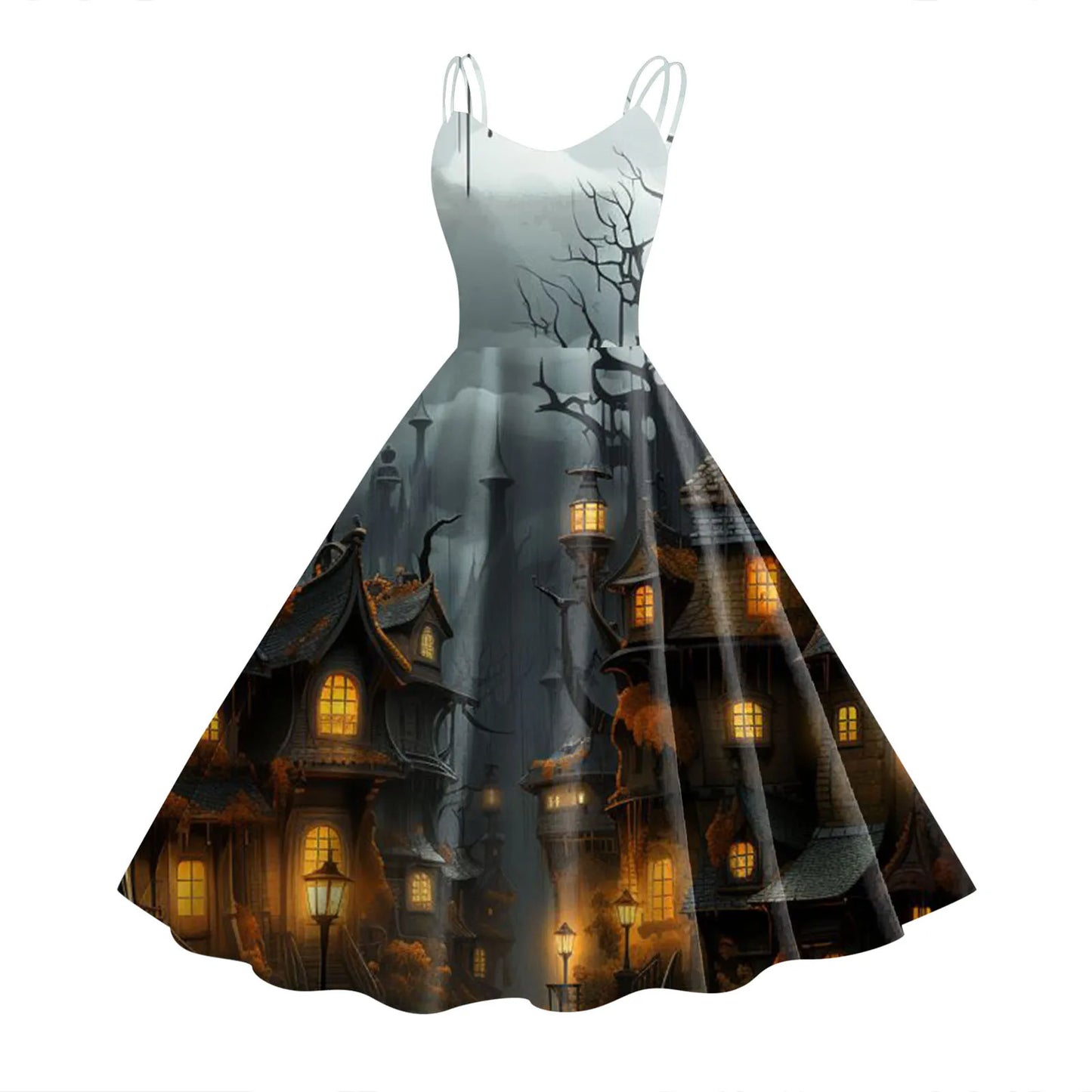 Vintage Sleeveless Gothic Swing Dress - Cosplay