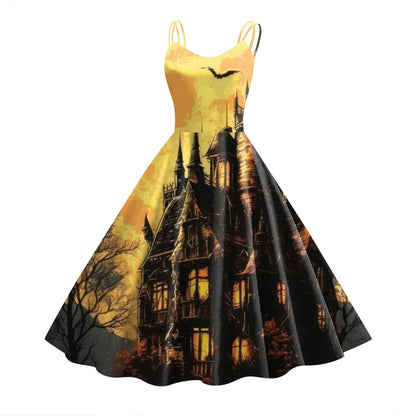 Vintage Sleeveless Gothic Swing Dress - Cosplay